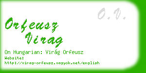 orfeusz virag business card